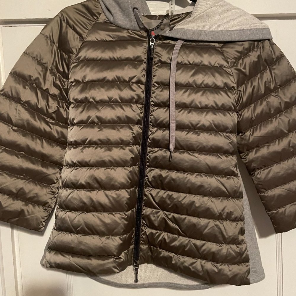Anorak Hooded Flare Jacket in Taupe